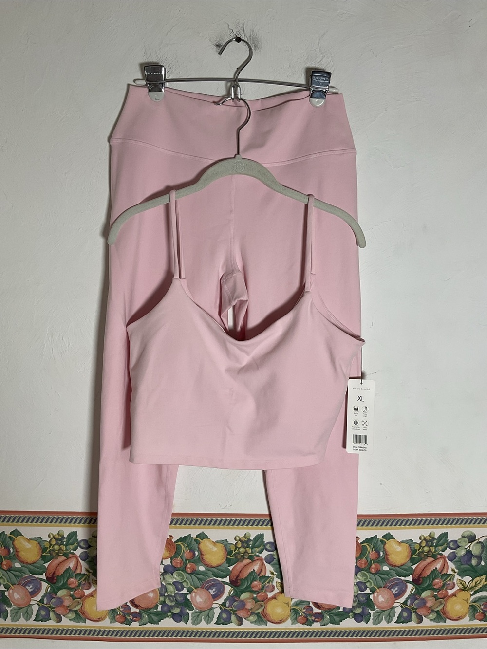 Harmony Balance Pink 2 Piece Peached Activewear Set Leggings Bra Top Size XL NWT